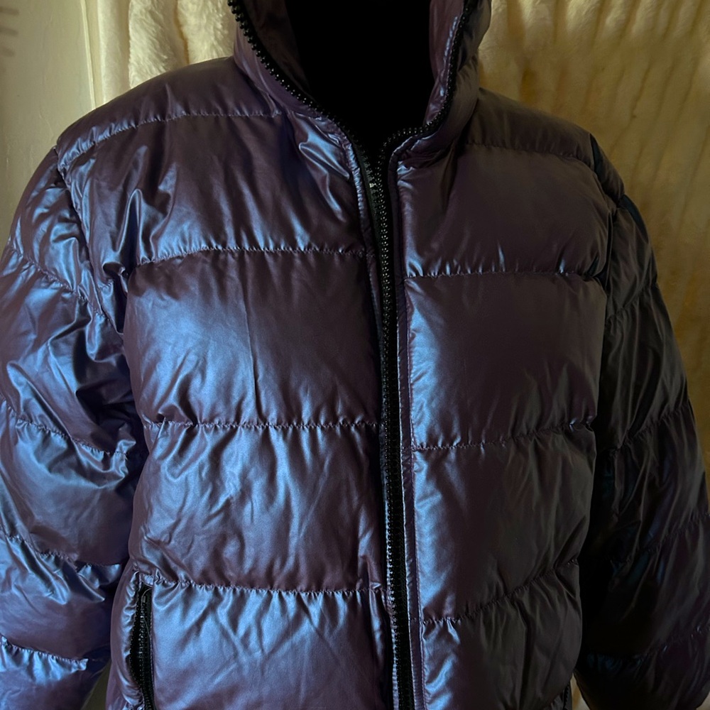 Wild iridescent purple puff jacket size S
